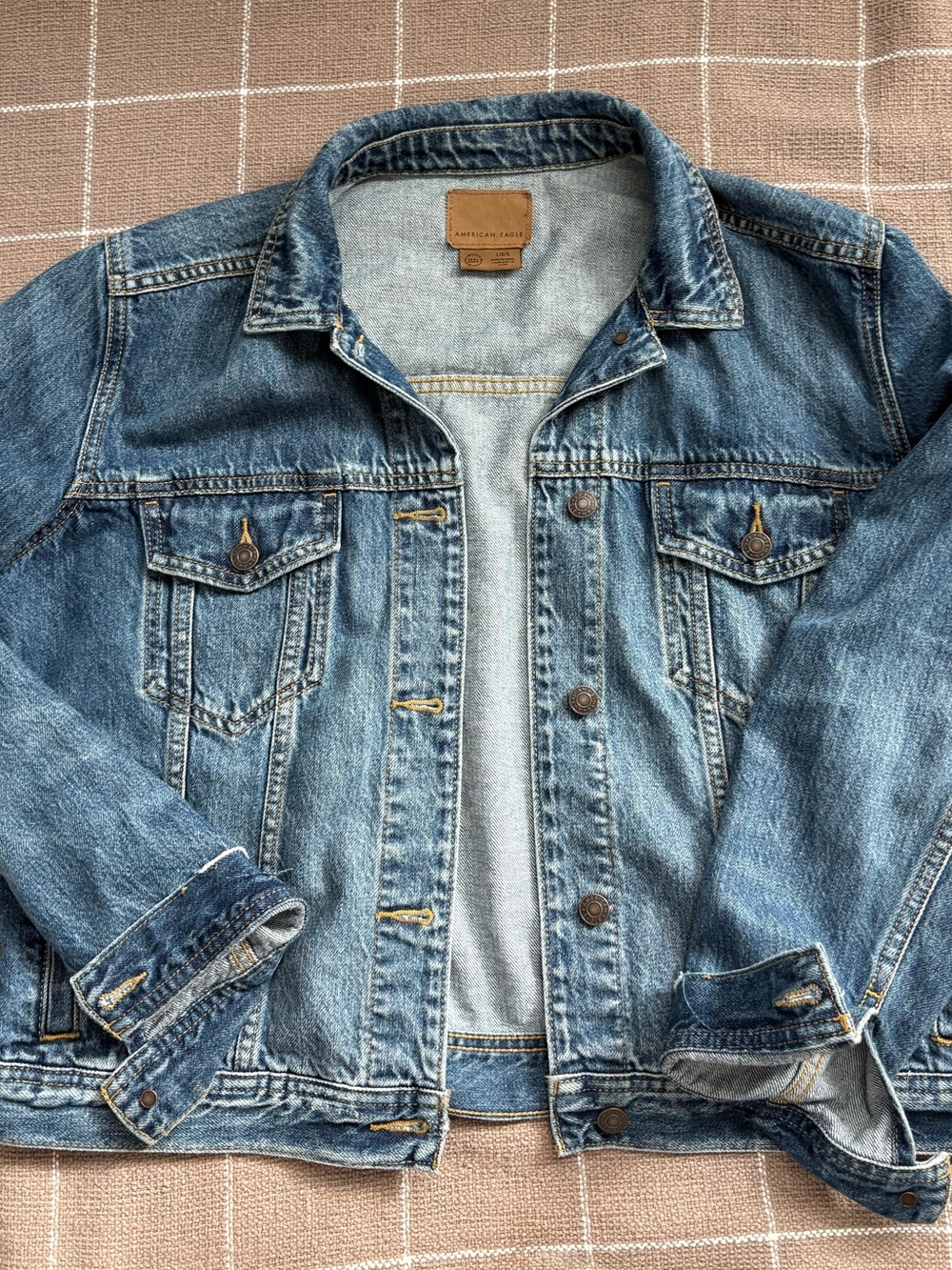American Eagle Outfitters Distressed Light Blue Denim Jacket
